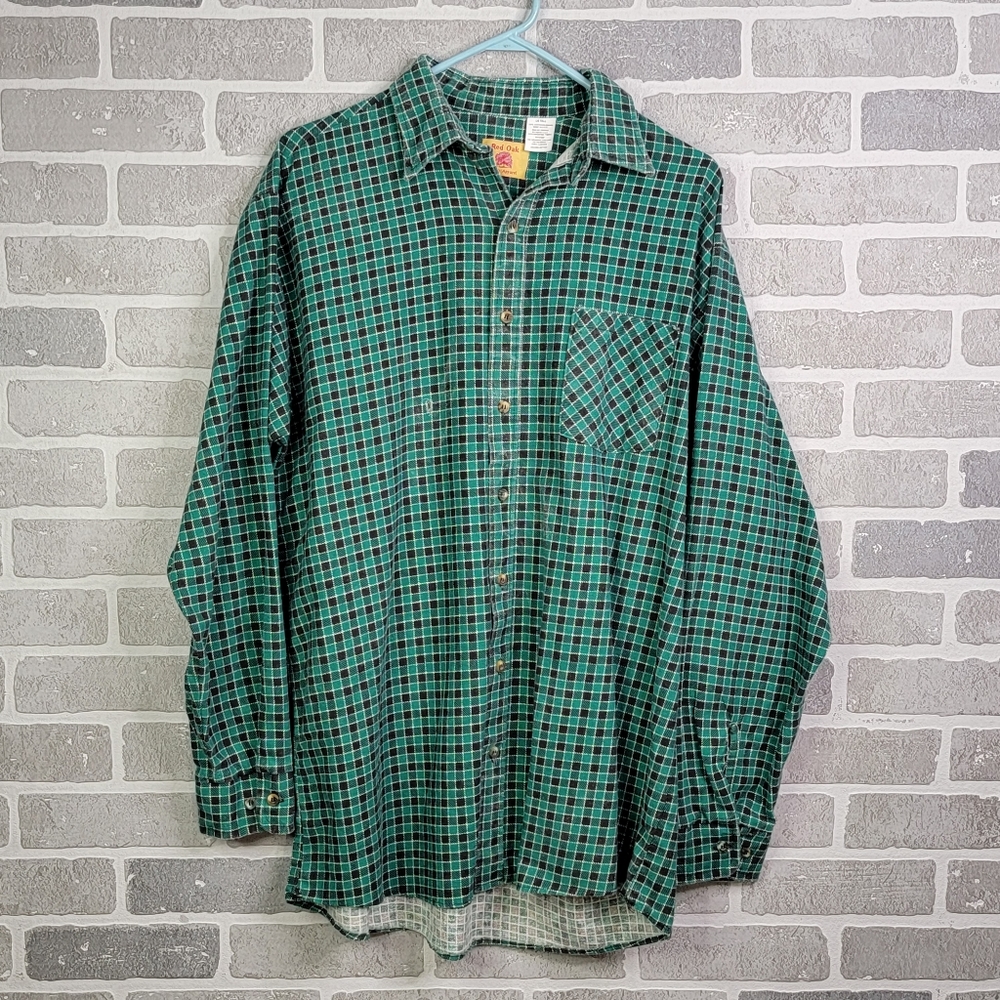 Red Oak Ranch Western Wear Apparel Blue Flannel Style Button Down Men's M Tall